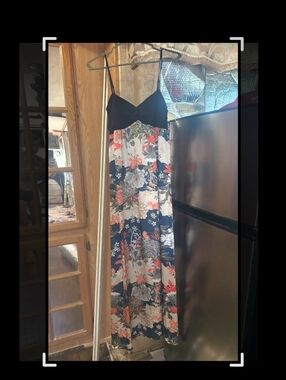 Floral Maxi Sundress with Navy Bodice